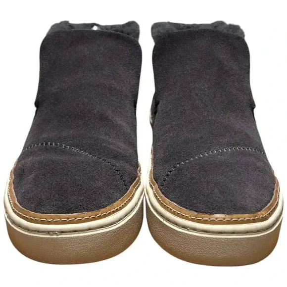 TOMS Paxton Women's 6.5 Gray Suede Ankle Boot Sneaker Faux Fur Lined Shoe - Picture 8 of 15